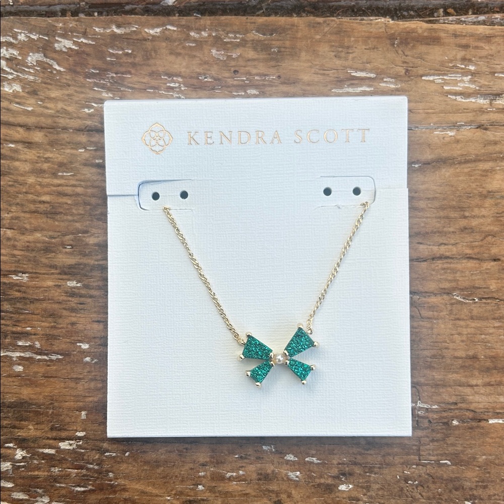 Kendra Scott Gold Green Bow Necklace-NWT